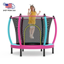 Zoshine 60inch Indoor Children's Safe Soft Fitness Trampoline Protective Net Durable Polypropylene PVC Foam Alloy Frame Boy GirlColor: Black & Brown