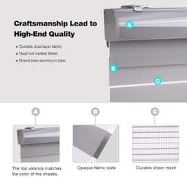 MYshade Roller Shades Zebra Blinds for Windows Cordless Day and Night Light Filtering Blinds Dual Layer Roller Blinds 48" x 72" Grey