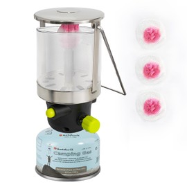 Hotdevil Camping Gas Lantern Outdoor Portable Camping Light Lantern Camping Lamp Isobutane Propane Tent Gas Lamp Adjustable Brightness Piezo Ignition 3 Mantles Included for Travel Hiking Emergency Use