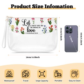 Religious Gifts for Women Clear Makeup Bag Christian Gifts for Her Inspirational Bible Verse Corinthians 16:14 Cosmetic Bag Baptismal Present for Daughter Sister Best Friend Encouragement Present