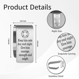 PUVOXHO Keep Him Safe Day and Night Engraved Stainless Steel Car Visor Clip, Travels Visor Car Accessories for Women Men, Driving Safety Prayer Religious Gifts for Family Friend, New Driver Gifts