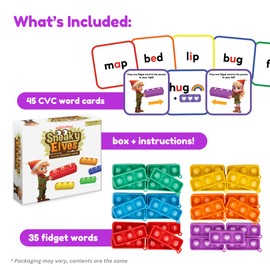 The Fidget Game The Fidget Game Sneaky Elves, CVC Sight Words Game, Pop Sensory Toy to Learn and Spell, Educational Kindergarten Classroom Activities, Multisensory Reading and Phonics Flash Cards for Kids 3+ Years