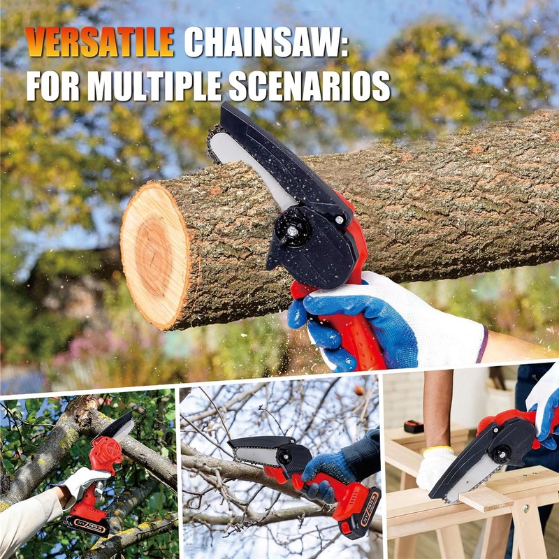 Mini Chainsaw Cordless 4 Inch Battery Powered Chainsaw One Hand