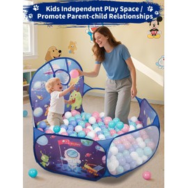 Space Rocket Kids Ball Pit for Toddler with Basketball Hoop Foldable Pop-Up Baby Ball Pool for Girls Boys Indoor & Outdoor Game 47.24"/120cm Wide Plyahouse Tent (Balls NOT Included)