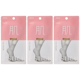 Atsugi FS3531 FS3531 Women's Stockings, Natural Skin Feeling, Ankle Length, 3 Pair Set, Sheer Beige