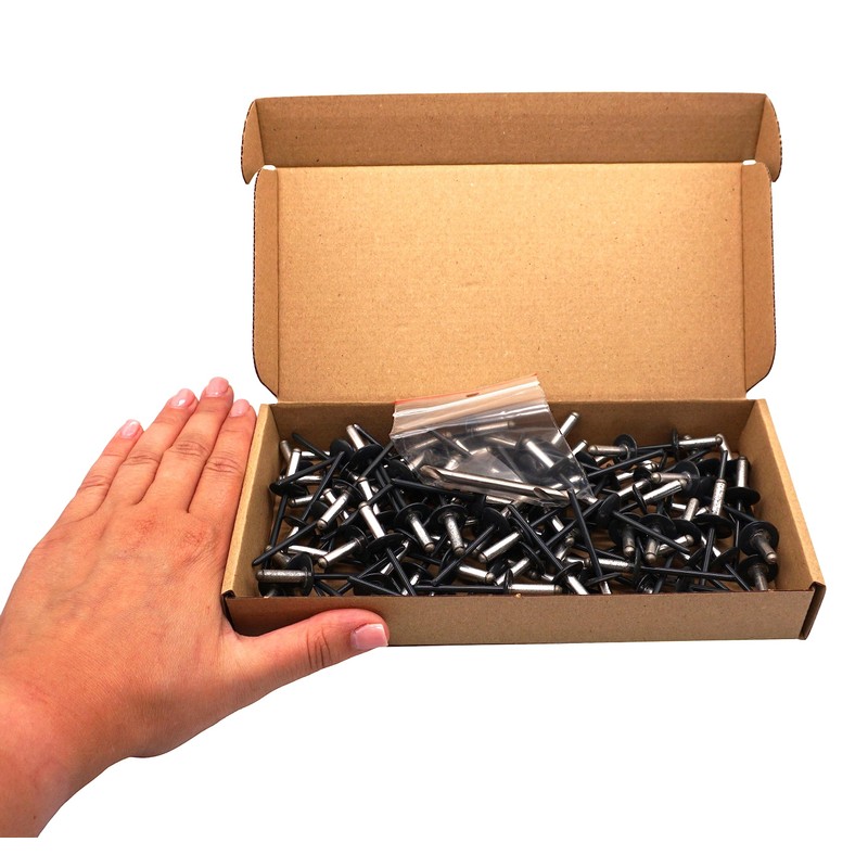 SKIR'CO Pack of 100 Large Flange Aluminium Blind Rivets 4.8