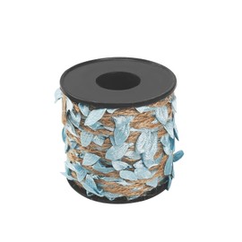 33ft Twine with Small Leaves, 3-ply Natural Jute Twine Leaf String 5mm, Artificial Leaves Twine for Crafts (Light Blue Leaves)