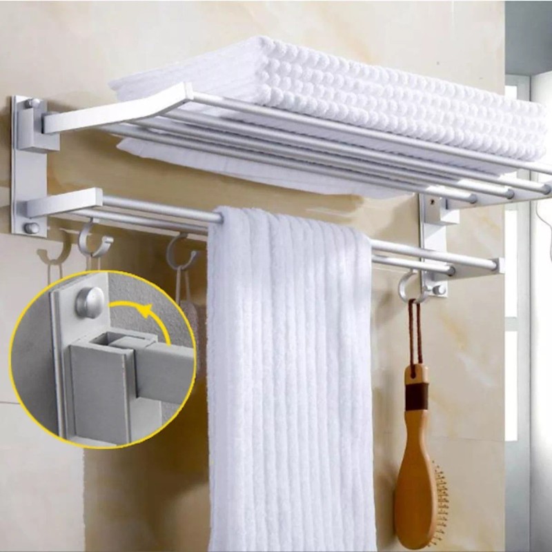 ArgenMex Set Baño 4 Repisas Esquineras Cristal + Toallero Doble