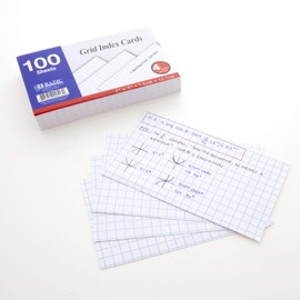 BAZIC 100 Count 3" X 5" Quad Ruled 4-1" White Index Card, Squares Graph Ruled White Lined Study Reminder Note Cards Flash Cards, for Learning Memory Recipe Office School Home, 36-Pack