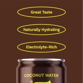 Coaqua Espresso’d Coconut Water (12 pack), Natural Caffeine Energy Drink with Electrolytes for Hydration & Focus – Zero Fat, Gluten-Free, Coconut Water with Espresso - 12 fl oz Cans