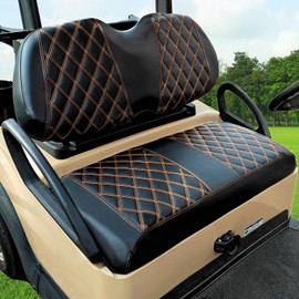 AOOTOOLINK Golf Cart Seat Cover for Club Car Precedent Ordinary Front Seat Cushion, Thick Vinyl Leather Custom Diamond Comfortable, Adjustable Straps and Retractable Buckle/No Nails Required