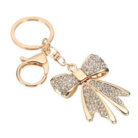 PATIKIL Bow Keychain for Women, Bag Purse Charm Rhinestone Bow Accessories for Key Handbag Backpack Car Ring, Gold