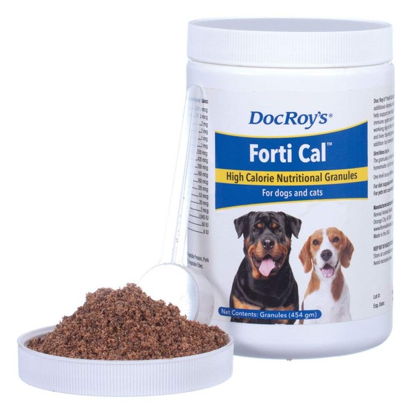 Doc Roy's Forti Cal - High Calorie Nutritional Energy Supplement for Dogs, Cats, Puppies & Kittens - 454 gm Granules