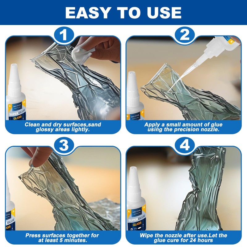 Glass Glue, 100g Ultra Strong Clear, Waterproof & Fast Super