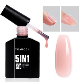 TOMICCA 5 in 1 Builder Gel for Nails, 15 ml Nude Pink Builder Nail Gel, UV/LED Gel Nails, Gummy Base Builder Gel for Gel Nails, Nail Extension Repair, Nail Strengthening