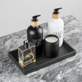 Black Ceramic Bathroom Vanity Tray - Rectangle Organizer for Countertop