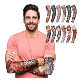 Tattoo 6 Piezas Manga Protectora Sol Tatuaje Licra Unitalla Unisex