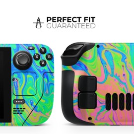 DesignSkinz - Compatible with Steam Deck - PC Skin Decal Protective Scratch Resistant Vinyl Wrap Gaming Cover - Neon Color Swirls