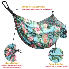 Gold Armour Camping Hammock - XL Double Hammock Portable Hammock Camping Accessories Gear for Outdoor Indoor with Tree Straps, USA Based Brand (Hawaii Blue)