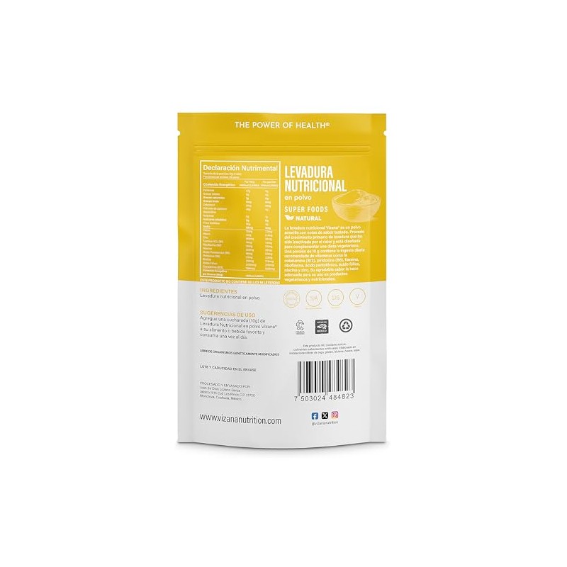 VIZANA NUTRITION | Levadura Nutricional Fortificada(Complejo B) en Polvo 200g