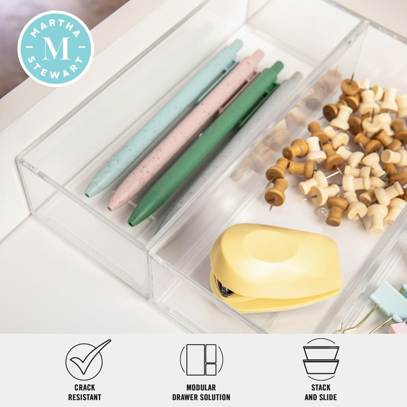Martha Stewart Brody Desktop Storage Organizer, Stack and Slide Plastic