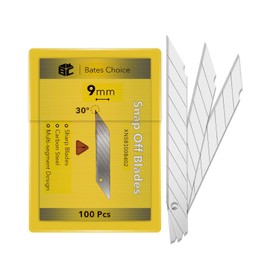 Bates- Snap Off Blades, 100 pcs, 9mm, 30 Degree, Carbon Steel Razor Blades, Box Cutter Blades for Box Cutter, Snap Blade Utility Knife, Box Cutter Blade Refills, Replacement Blades, 9mm Snap Off Blade