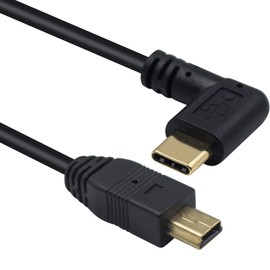Duttek Mini USB to USB C Cable, Right Angled USB C to Mini USB Male to Male Converter Cable Cord for Digital Camera and More 10inch/26cm