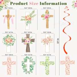 Cross Floral Hanging Swirls, Baptism & First Communion Party Ceiling Decorations, Holy Communion Ceiling Swirls for Christening Party Supplies