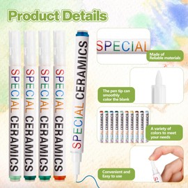 Marspark 10 Pcs Underglaze Colored Pen for Pottery Ceramics Underglaze Marker DIY Ceramic Decorating Paint Pen for Porcelain Pottery
