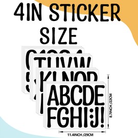 Letter Stickers 32 Sheets 368 PCS Large Alphabet Sticker 4 Inch Vinyl Self Adhesive Stick on Stickers for Poster Bulletin Boards Window Door Mailbox Crafts Classroom Home Decor (White)