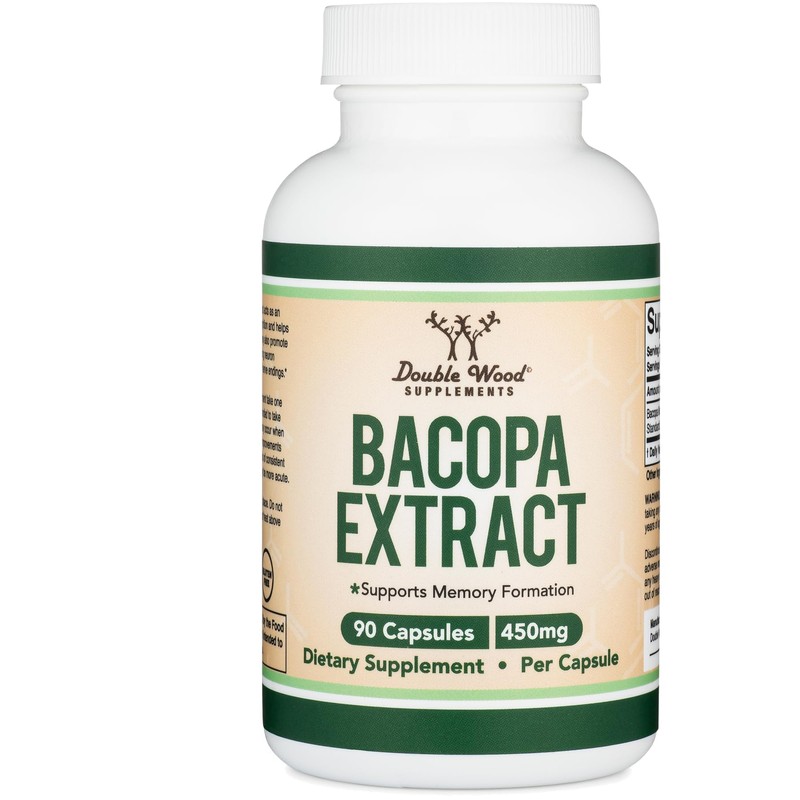 Double Wood Supplements Cápsulas Bacopa Monnieri, Sin Omg, Sin Gluten,