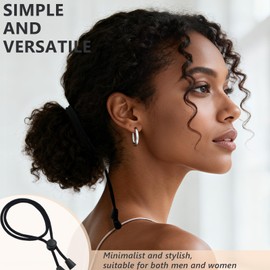 Brvlsoc 6-Pack Adjustable Satin Hair Ties for Thick Curly Styles – Afro Puffs, Locs, Ponytails & Pineapples for Women & Girls (Black)