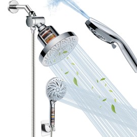 ASNGDR Shower Head with Filter 10+3 Mode Dual Filtration System | High-Pressure Spray for Hair/Bathtub/Pet Cleaning | 79-inch Stainless Steel Hose, Chrome Plated (Chlorine Removal & Skin Protection)