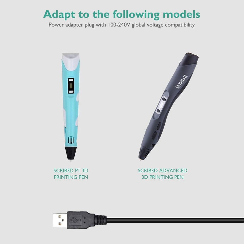 Lnauy Charger for SCRIB3D P1 3D Printing Pen, Display &