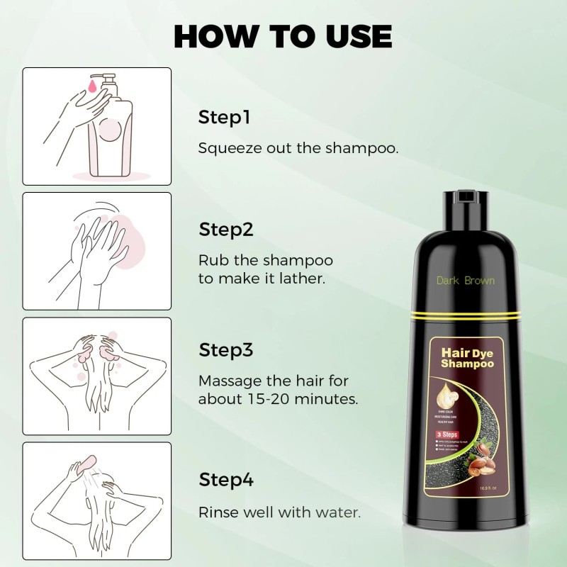KAISASA Dark Brown Hair Dye Shampoo 3 in 1Argan Herbal