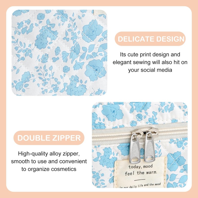 UUYUUY Quilted Cotton Makeup Bag, Azure Blue, Literature and Art