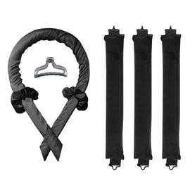 Heatless Hair Curler, 7 pcs Heatless Curls,Hair Curler No Heat, Overnight Self Grip Hair Roller Waves with Hair Claw Rod Headband Roller Comb for Long Hair Curling Styling (Black)