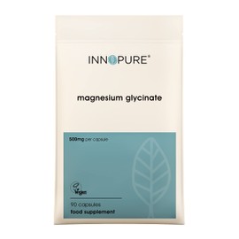 INNOPURE Magnesium Glycinate Capsules - Bioavailable Magnesium Supplements - 500mg Per Capsule Providing 100mg of Elemental Magnesium Bisglycinate Powder, 90 Capsules, UK Made