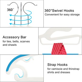 Tinfol Dry Wet Hangers - Space Saving Clothes Hangers, 30pc Plastic Hangers with Non-Slip Pads Clothes - Suit Hangers Heavy Duty Hanger Perfect for Cloth, Underwear, Pants, Shirts and Sweaters