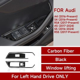 4pcs Car Window Regulator Carbon Fibre Cover Sticker Trim Compatible with A4 (2016-2025)/S4(2016-2025)/RS4(2017-2025)/A5(2017-2024)/S5(2016-2025)/RS5(2017-2025) Interior Accessories