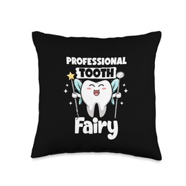 Professional Tooth Fairy Future Dentist For Kids Professional Tooth Fairy Dental Hygienist Pediatric Dentist Throw Pillow, 16x16, Multicolor