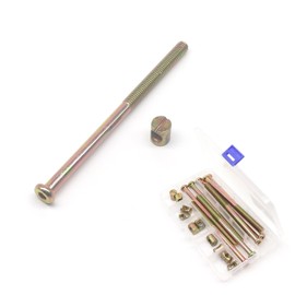 BinifiMux 10-Pack M8 x 130mm Hex Drive Socket Cap Furniture Bolt, Bunk Bed Screws and Nuts, Thread 77mm, M8x15mm Barrel Nuts, Zinc Plated, Long Thread for Bed Frame