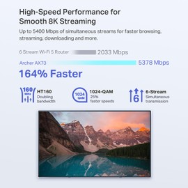 TP-Link AX5400 WiFi 6 Router (Archer AX73)- Dual Band Gigabit Wireless Internet Router for Streaming, Long Range Coverage
