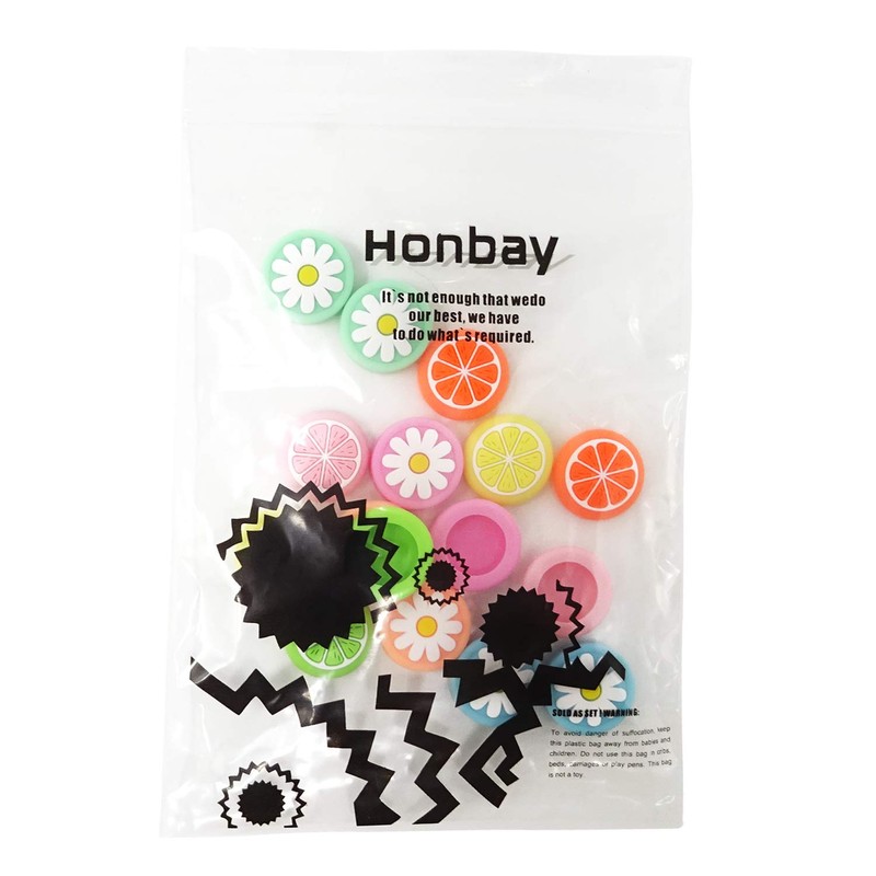 Honbay 16PCS Silicone Thumb Grip Caps Cute Fruit Lemon and