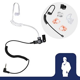 Radio Earpiece, 2.5mm Fox Listen Only EP1069SC by Earphone Connection, Coiled Acoustic Tube Privacy Headset, Compatible with Shoulder Speaker Microphones, Includes Exclusive Accessory Pack