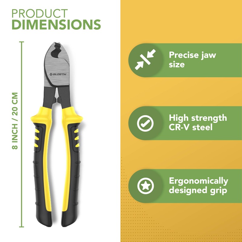 BLOSTM 8-inch Cable Cutting Pliers - 2-in-1 Wire Cutter &