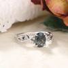 IRROYA Black Rutilated Quartz 925 Silver Rings 1.5 Carats Oval