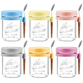 AsstarJTK 6 Pack Overnight Oats Containers with Lids and Spoons - 16 Oz Glass Mason Jars for Overnight Oats Airtight Jars Leak Proof Oatmeal Container Meal Prep Jar for Yogurt,Milk,Cereal,Fuirt,Salad