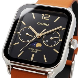 Casio MTP-M3 Series Standard Moon Phase Analog Men's Watch, Brown Leather × Black MTP-M305L-1AV, Waterproof
