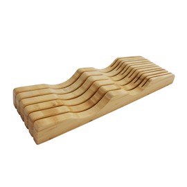 Shenzhen Knives Large In-Drawer Knife Block: 11 Slot (Holds 10-12 Knives) Empty Bamboo Wooden Knife Holder for Kitchen Drawers